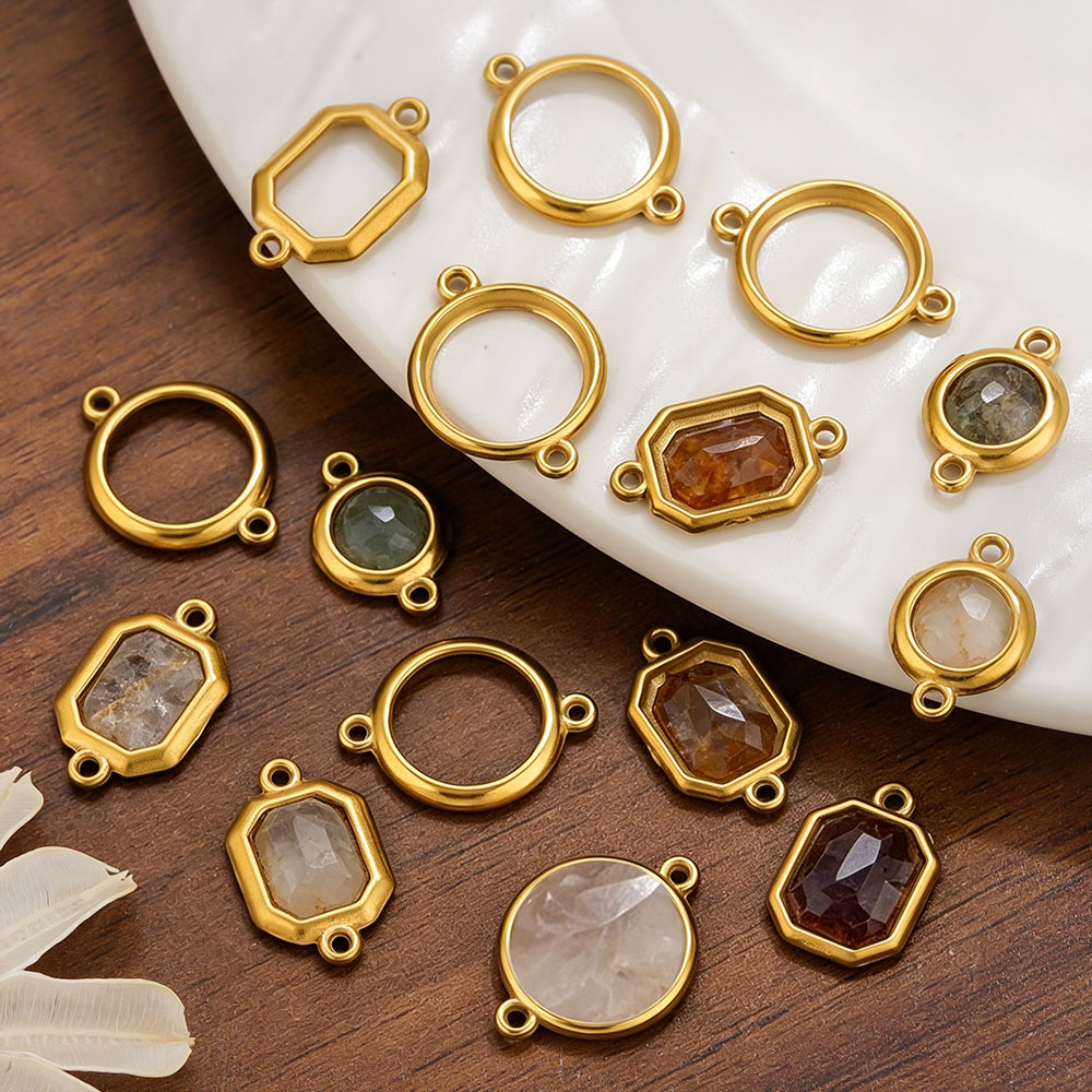 Bezels Set Pendant - 10 шт. подвесок-шармов из нержавеющей стали